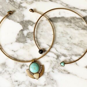 2-1 Capri Convertible Open Collar Statement Cuff Necklace Turquoise